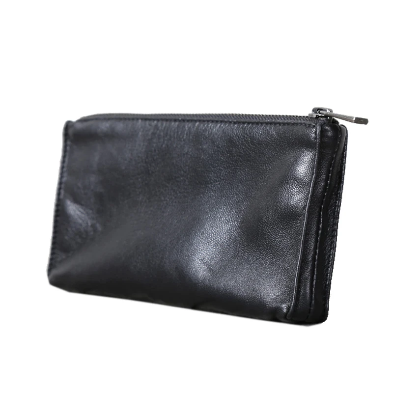 Men Long Wallets Genuine Leather Luxury Simple Clutch Bag Women Casual Cell Phone Purses Big Capacity Zipper Money Pouch