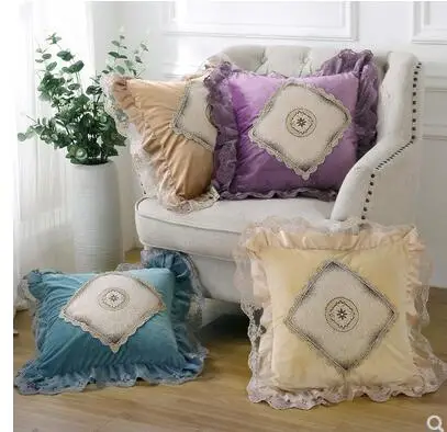 European lace cushion cover pillowcase frill edge pillow cover for backrest