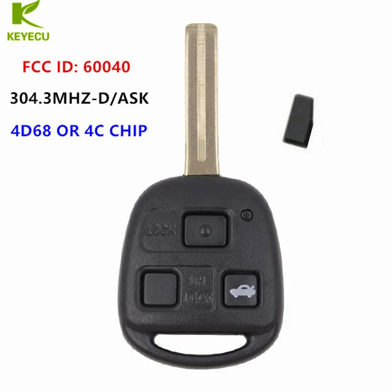 

KEYECU Replacement New Remote Key 3 Buttons ASK 304MHZ-D Keyless for Lexus With Chip FCC ID: 60040