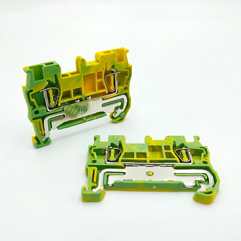 10pcs ST-1.5PE  Type Din Rail 4 Contacts Wiring Ground Earth Universal Spring Quick Connector Modular Terminal Block