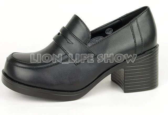 Cosplay di scarpe JK tacco alto nero in pelle da studente uniforme scolastica giapponese da 3 colori