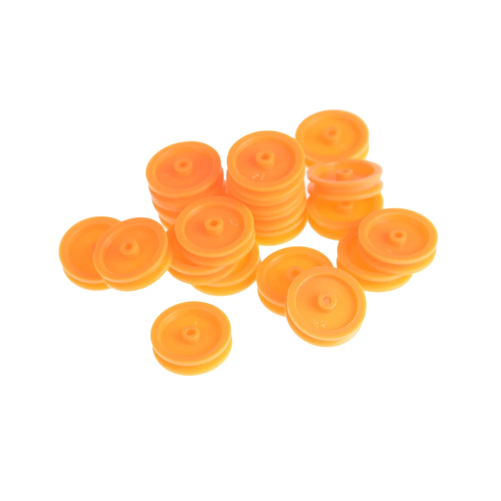 20Pcs/lot Orange 2mm Hole Plastic Belt Pulley for DIY RC Toy Car Airplane Accessories Wholesale