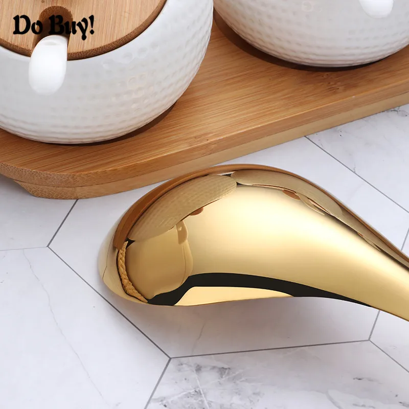 1 Pcs Rice Spoon Gold Stainless Steel Round Head Chinese Spoon Meal Food Large Capacity Rice Spoon Dinnerware Supplies