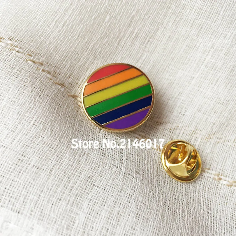 10pcs Rainbow Cute Unique Lapel Pin Colorful Round Metal Craft Custom Badge Hard Enamel Gay Pride LES Lesbian Pins and Brooch