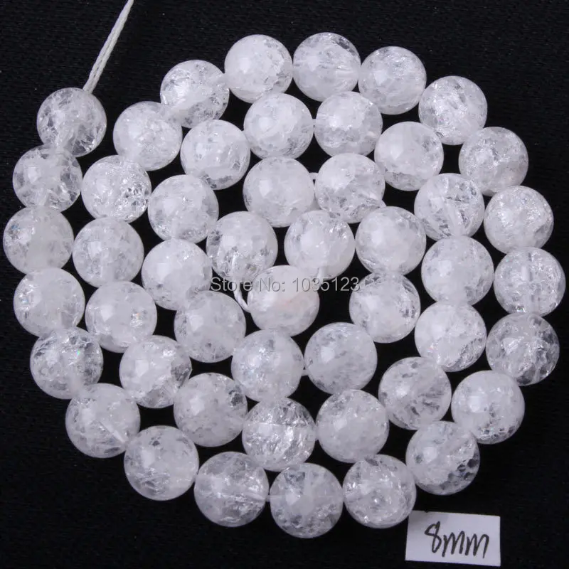 Cracked Round White Crystal Quartzs 4/6/8/10/12/14/16/18/20mm Loose Beads Strand 15\