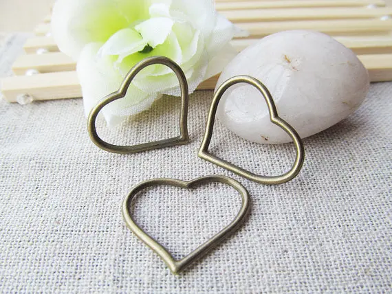 

200pcs Antique Silver tone/Antique Bronze Heart Frame Connector Pendant Charm/Finding,for Bracelet,DIY Jewelry Accessory