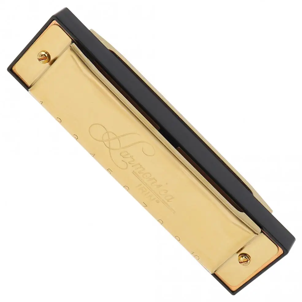 IRIN Professional Harmonica 10 Holes 20 Tone Key of C Gold Color Blues Jazz Rock Folk Music Musical Instrument Diatonic Harp