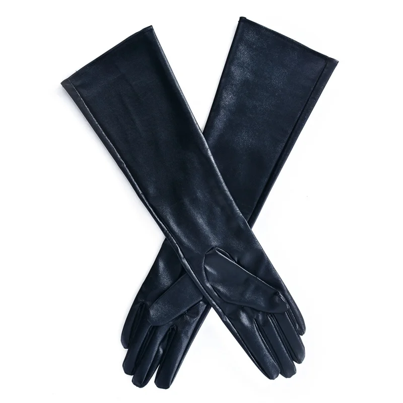 Women\'s Faux Leather Elbow Gloves Winter Long Gloves Warm Lined Finger Gloves New YP9