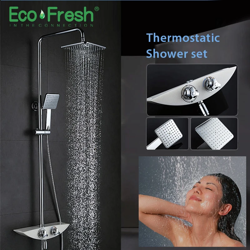 Ecofresh Shower System bathroom shower thermostat faucet mixer tap waterfall wall mount thermostatic mixer shower faucets taps