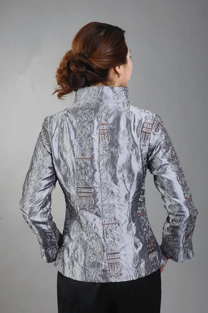 Fashion Purple Spring Chinese Women\'s Silk Satin Embroidery Jacket Coat Flowers Mujeres Chaqueta Size S M L XL XXL XXXL Mny20-C