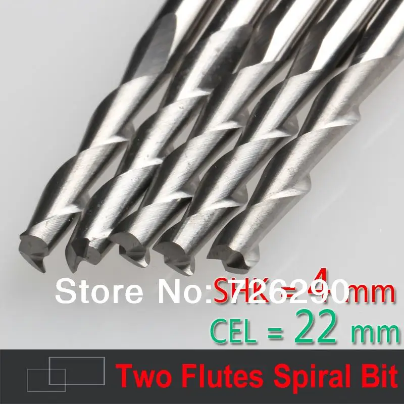 5 pcs Shank 4mm*22mm Two Flutes End Mill cutters CNC Equipment Milling Cutter Spiral Cutter White Steel Cutter