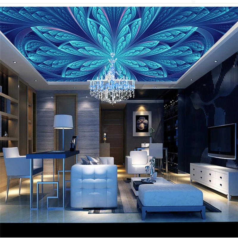 

wellyu Custom large wallpapers 3d fresh national wind pattern ceiling decoration painting ceiling living room mural wallpaper