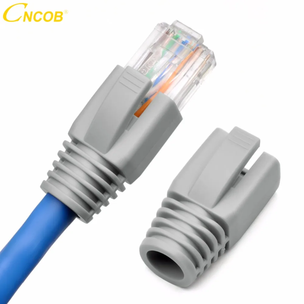 CNCOB 100PCS RJ45 Connector Cap cat6 cat6a cat7 Multiple Sheathed Ethernet Cable Grey for Network Connector Aperture 7.5mm