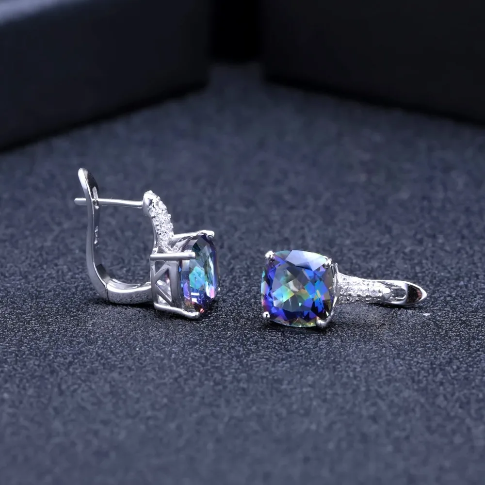 GEM\'S BALLET 7.33Ct Natural Blueish Mystic Quartz 925 Sterling Silver Vintge Gemstone Stud Earrings for Women Fine Jewelry