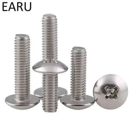 Standard 304 Stainless Steel Round Pan Flat Mushroom Truss Phillips Cross Head Screws Bolt For Machine M4*5/6/7/8/9/10/12-60mm