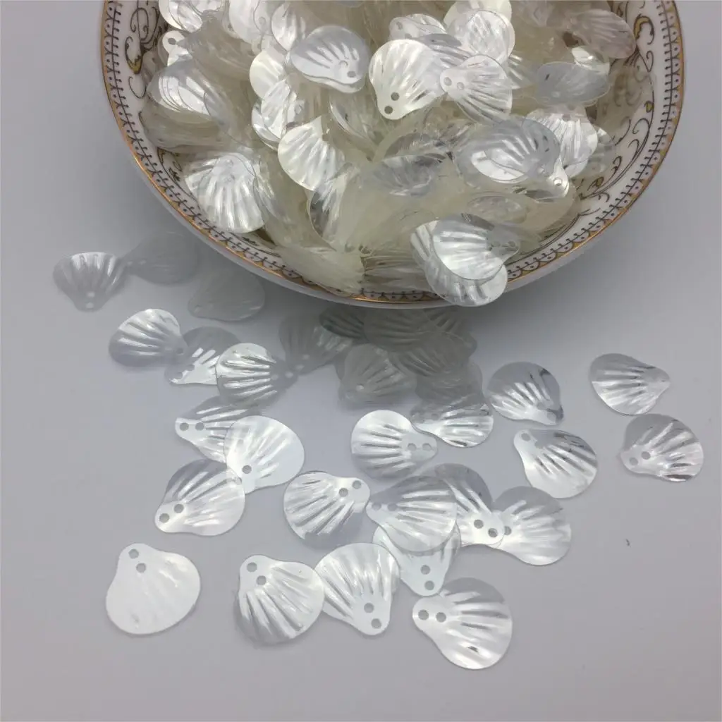 50g 13mm Shell Sequins Loose PVC Paillettes for Crafts Children Sewing DIY Dress Clothing Accessories Crystal White Confetti