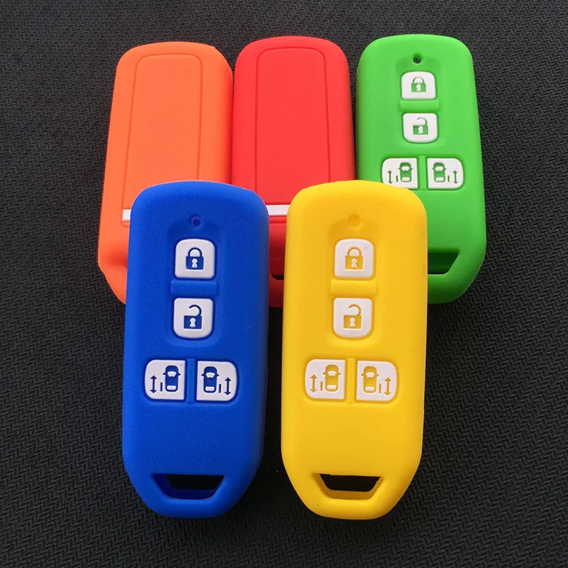 ZAD Silicone motorcycle key case cover set for Honda n-one N-BOX N wagon Plus 2018 new 4 buttons with Sliding Doors keypad shell