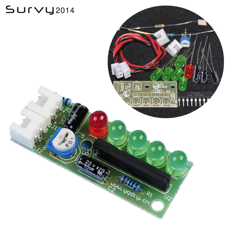 1 Set DIY Kit KA2284 Audio Level Indicator Suite Trousse Electronic Parts 5mm RED Green LED Level Indicating 3.5-12V