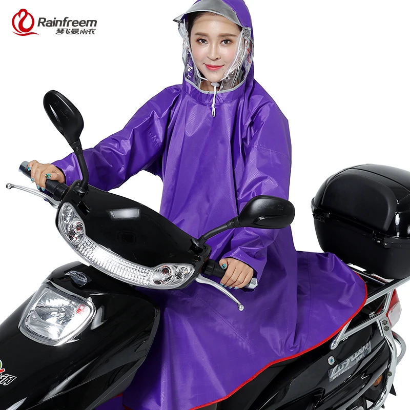 

Rainfreem Men/Women Impermeable Electromobile/Bicycle Rain Poncho Thick Raincoat Double Transparent Hood Rain Gear Rain Coat