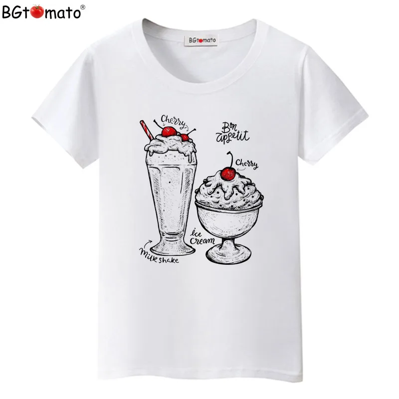 

BGtomato Ice cream t-shirt cool tops short sleeve o-neck casual clothes brand new Tshirt women hot sale tees