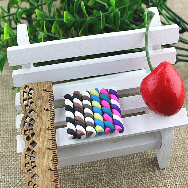 10pcs 18colors 25*5mm Kawaii Spiral Marshmallow Candy Polymer Clay Cabochons Flatback For DIY Phone Decoration