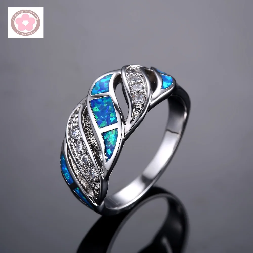 

JLR-145 Blue Opal And White Zircon Fashion Jewelry For Women Cocktail Ring