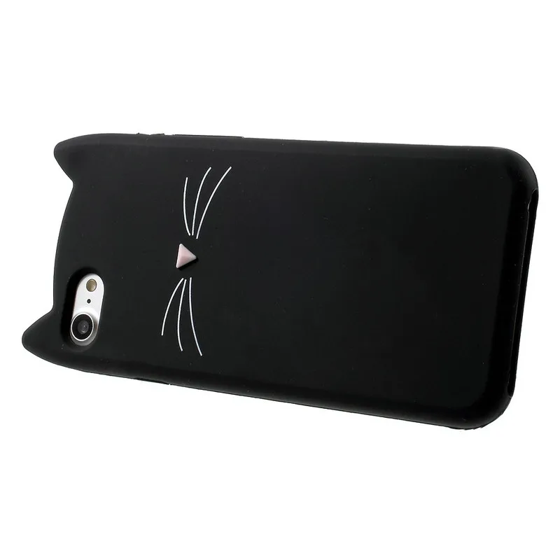 Soft Phone Back Cover For Apple iPhone 7 Plus Cute 3D Mustache Cat Ears Silicone Case For iPhone 8 Plus 8Plus 7Plus