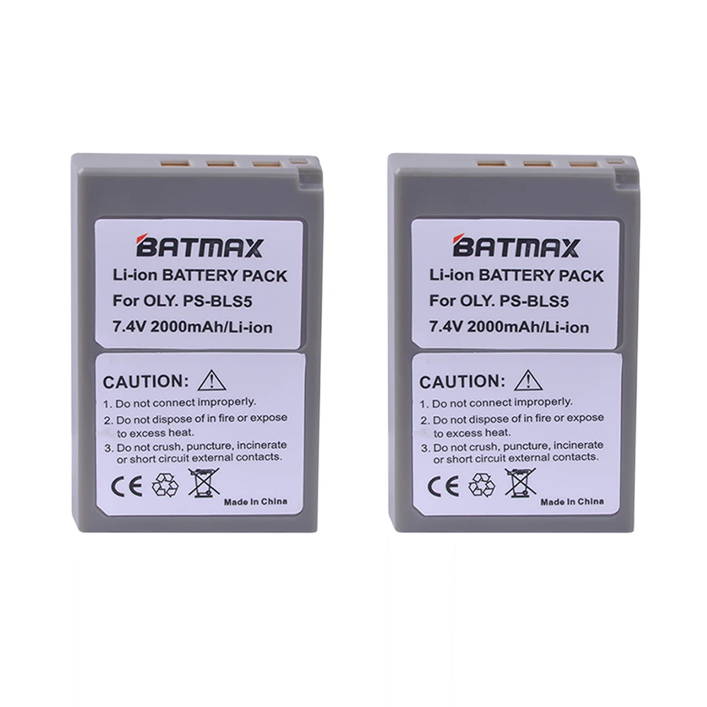 2Pc 2000mAh PS-BLS5 BLS-5 BLS5 BLS-50 BLS50 bateria do Olympus PEN E-PL2,E-PL5,E-PL6,E-PL7,E-PM2, OM-D E-M10, E-M10 II, Stylus1