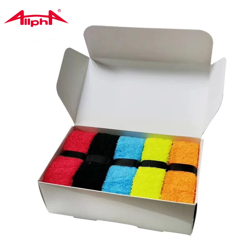 

Alpha 10pcs/lot Tennis Racket Overgrip Towel Sweatband Stick Grips Cotton Viscosity Badminton Overgrips Accessories