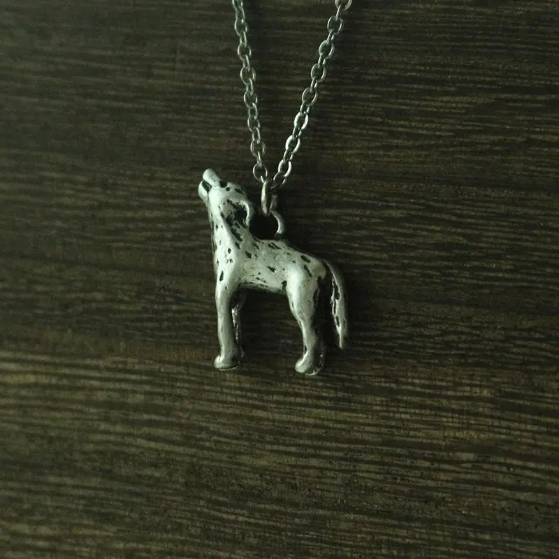 20pcs Howling Wolf  3D necklace Sided  plated zinc alloy double sided wolf pendant