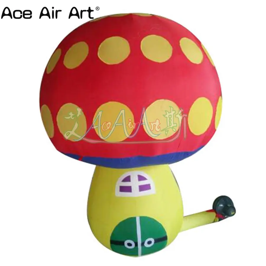 3m H Red Inflatable Mushroom House Model Fairy Mushroom House with Air Blower