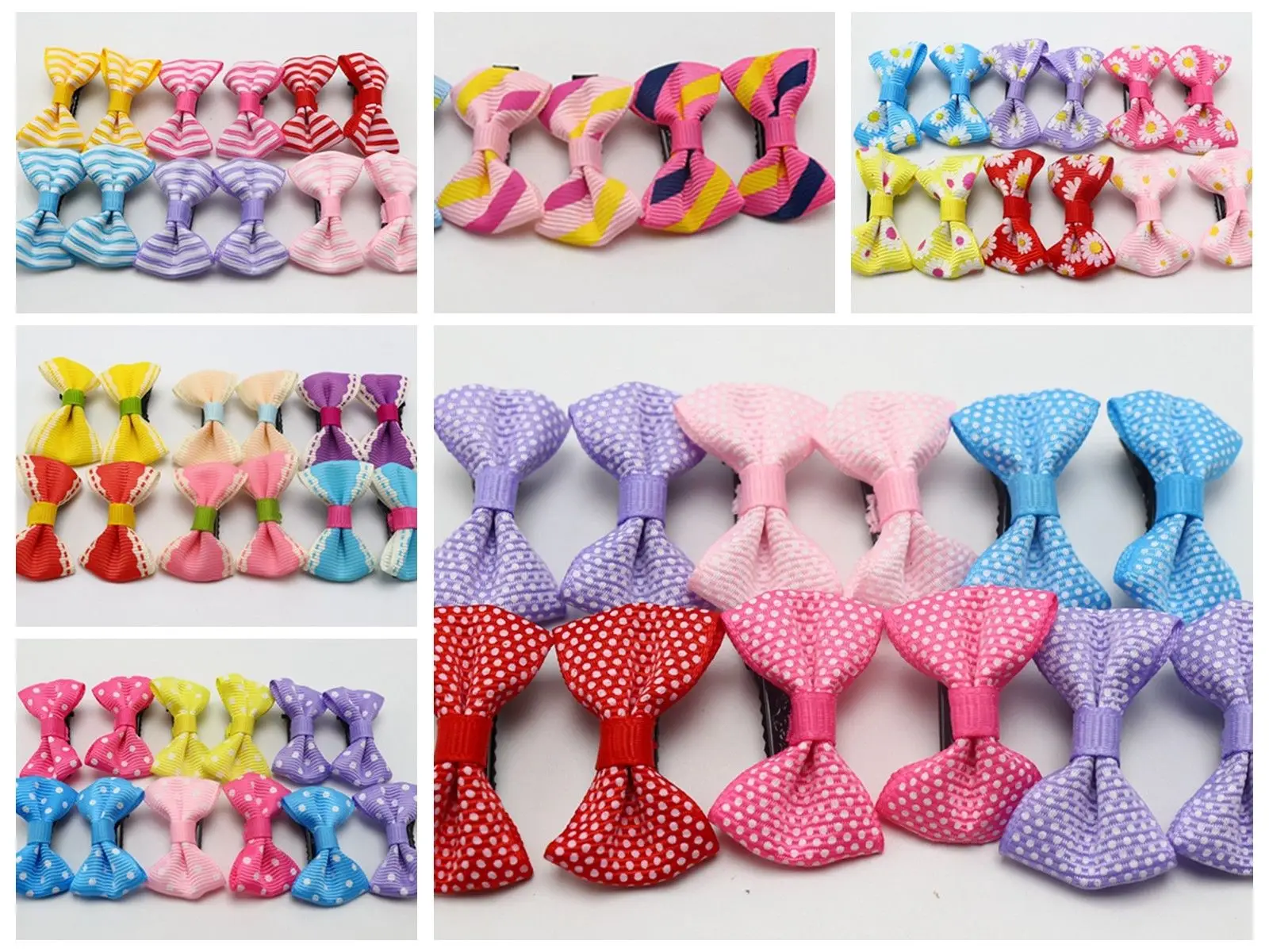 

24pcs Mixed Color Grosgrain Ribbon Hair Bows Alligator Hair Clips For Teens Kids