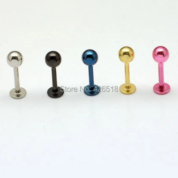 3 4 5mm Diameter 5 colors Stainless steel Men Women Screw Back (pierced) Body Labret Lip Piercing Boday Jewelry