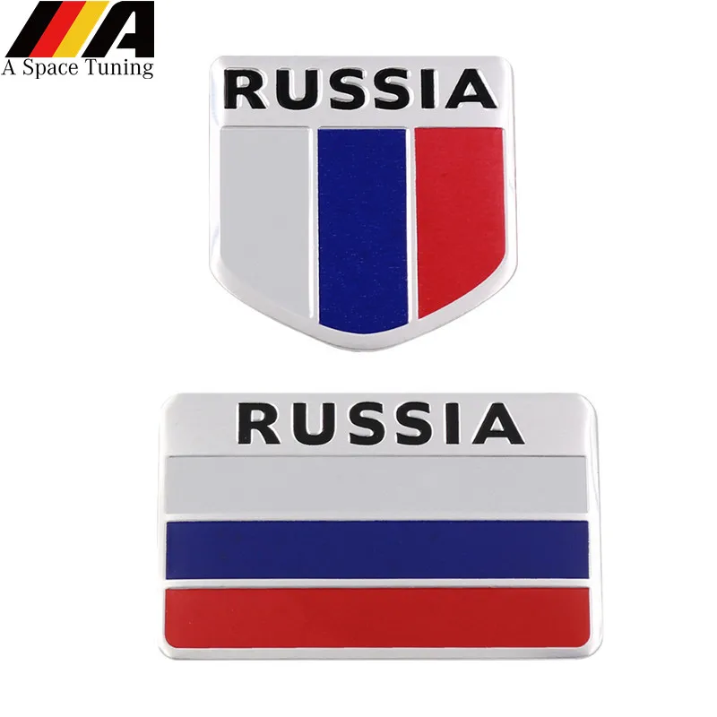 3D Aluminium Russland Flagge Abzeichen Emblem 3M Aufkleber Auto Zubehör Motorrad Fahrrad Aufkleber Für VW Audi Honda Skoda Ford
