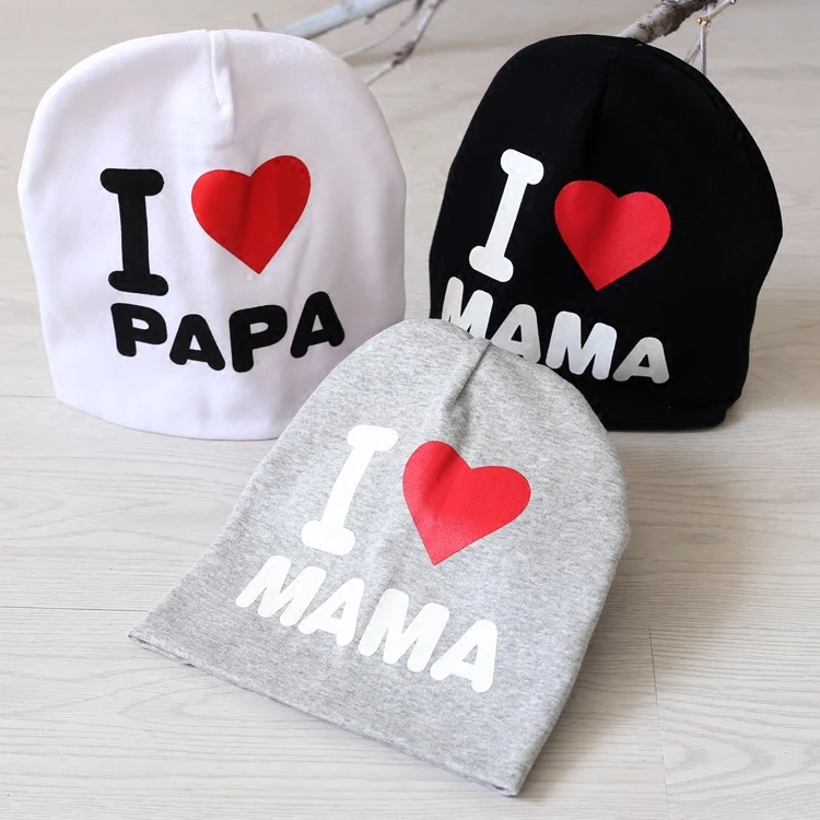 Unisex Cotton Beanie Baby Hat cute baby Kids Caps Infant Cotton Baby Hats Beanies Cap Toddler Boys Girls I love Mom And Dad Cap