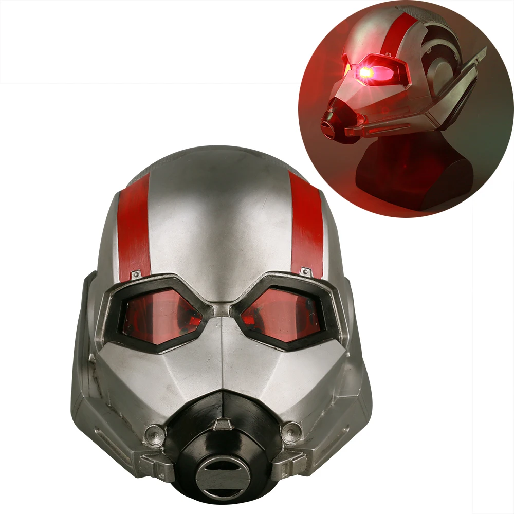 Film Ant-Man i osa LED kask Ant-maska męska Cosplay Scott LED hełm z maską rekwizyty impreza z okazji Halloween Prop