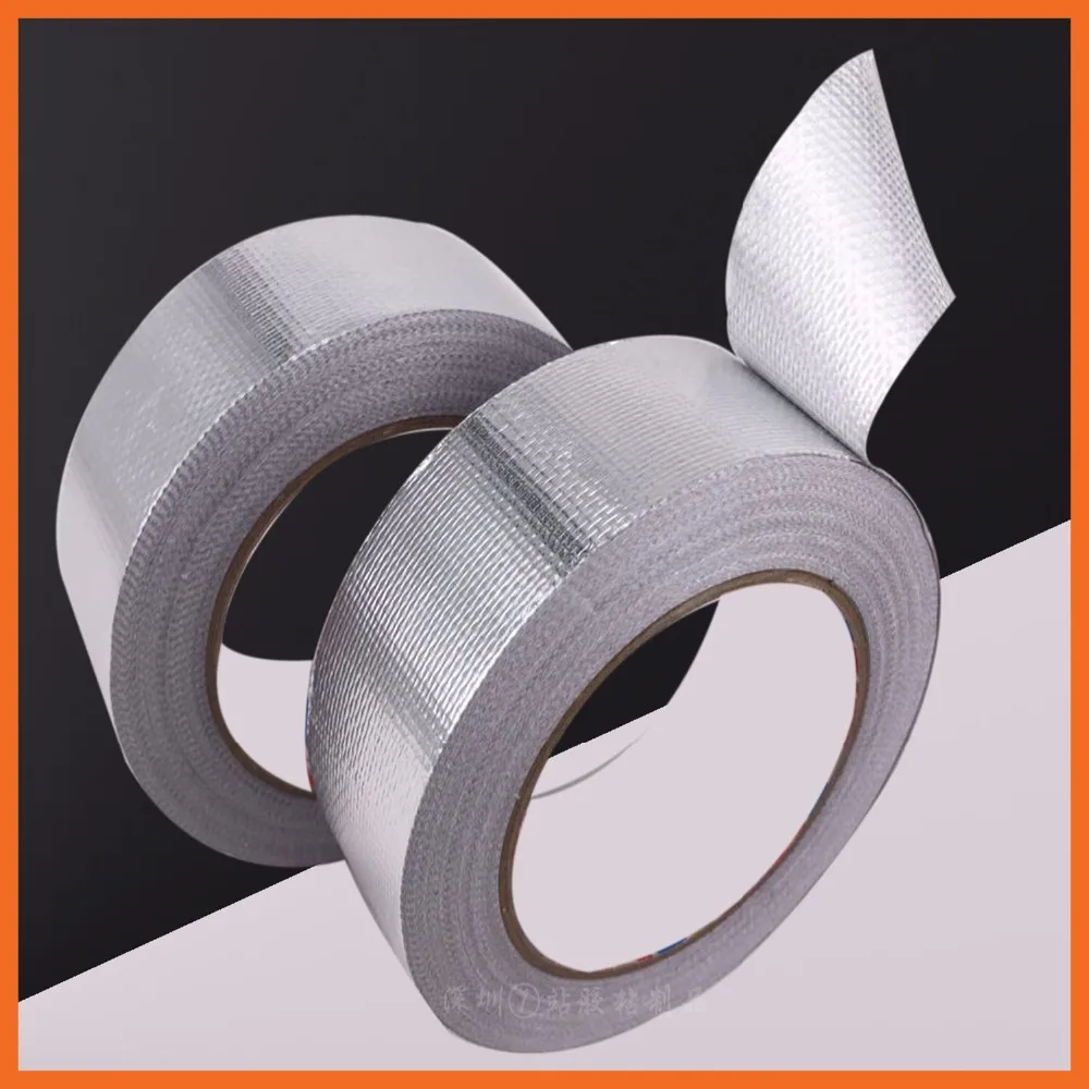 2 Roll 35mmx25m Shield Adhesive Glass fiber Aluminum Foil Duct Tape High Temperature Resistant Foil Single Side Adhesive Tape