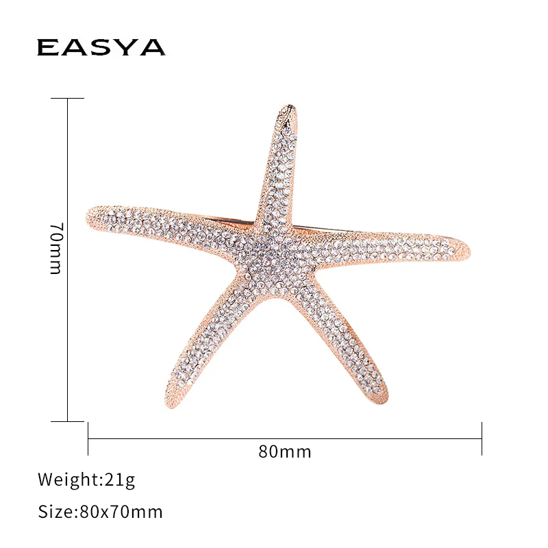 EASYA New Fashion Full Crystal Starfish Hairpin Hair Barrettes Accessories Large Rhinestone Hair Clips Headwear For Women Girls