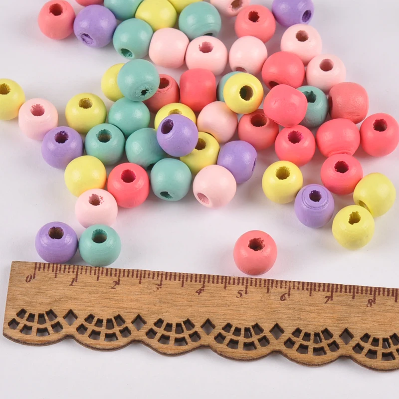 10mm 50pcs Mixed Color Wooden Ball Beads,Round Spacer Beads Fit  DIY Jewelry Making MT2093X