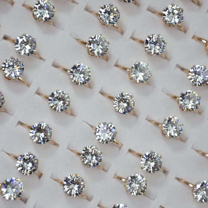 15Pcs 1.75ct Zircon Rose Golden Engagement Rings for women Wedding rings lots female anel Austrian Crystals Jewelry LR4052