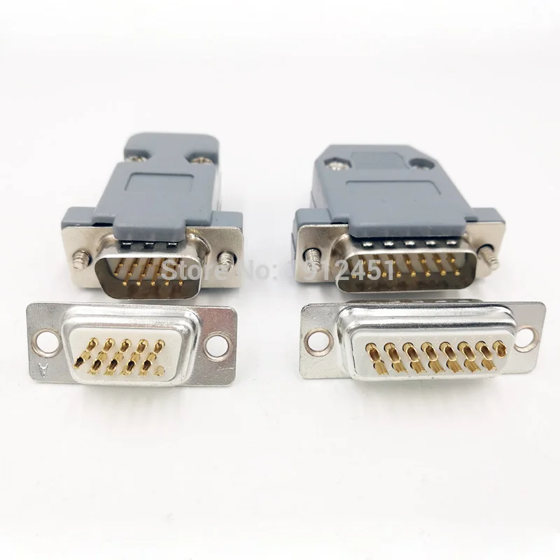 DB15  data cable connector plug VGA Plug 3 row D type connector 15pin port socket adapter female&Male DP15