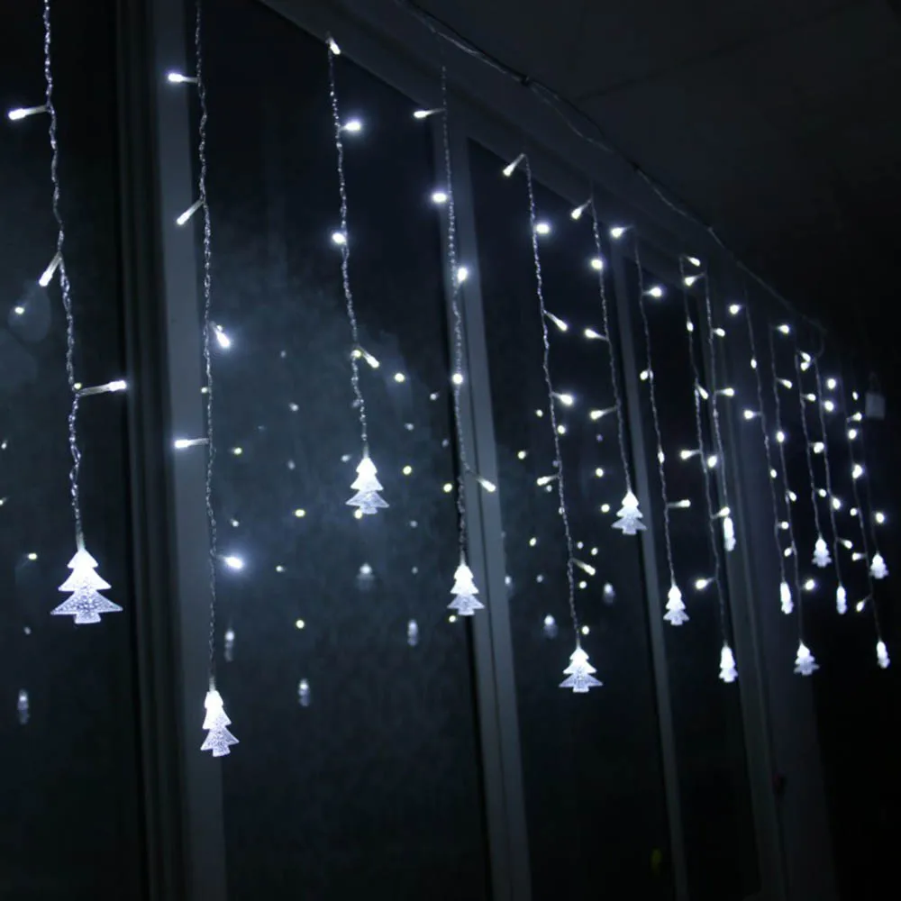 outdoor decorative lamp string AC 220V Window xmas The eaves Railing Christmas Tree Pendant decor LED lamp string belt Tail plug