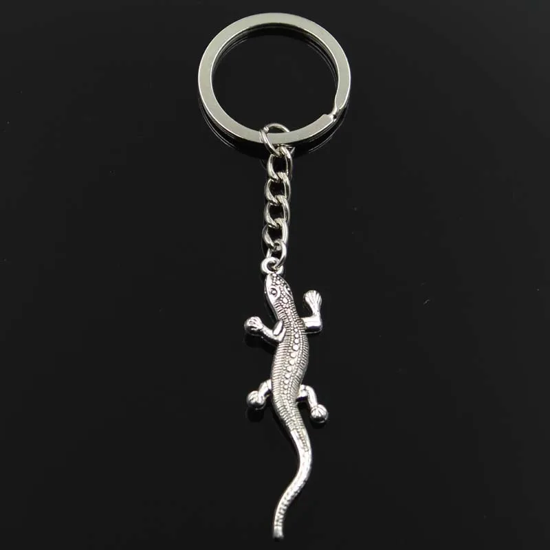 Fashion Keychain 56x15mm Lizard Gecko Pendants DIY Men Jewelry Car Key Chain Ring Holder Souvenir For Gift