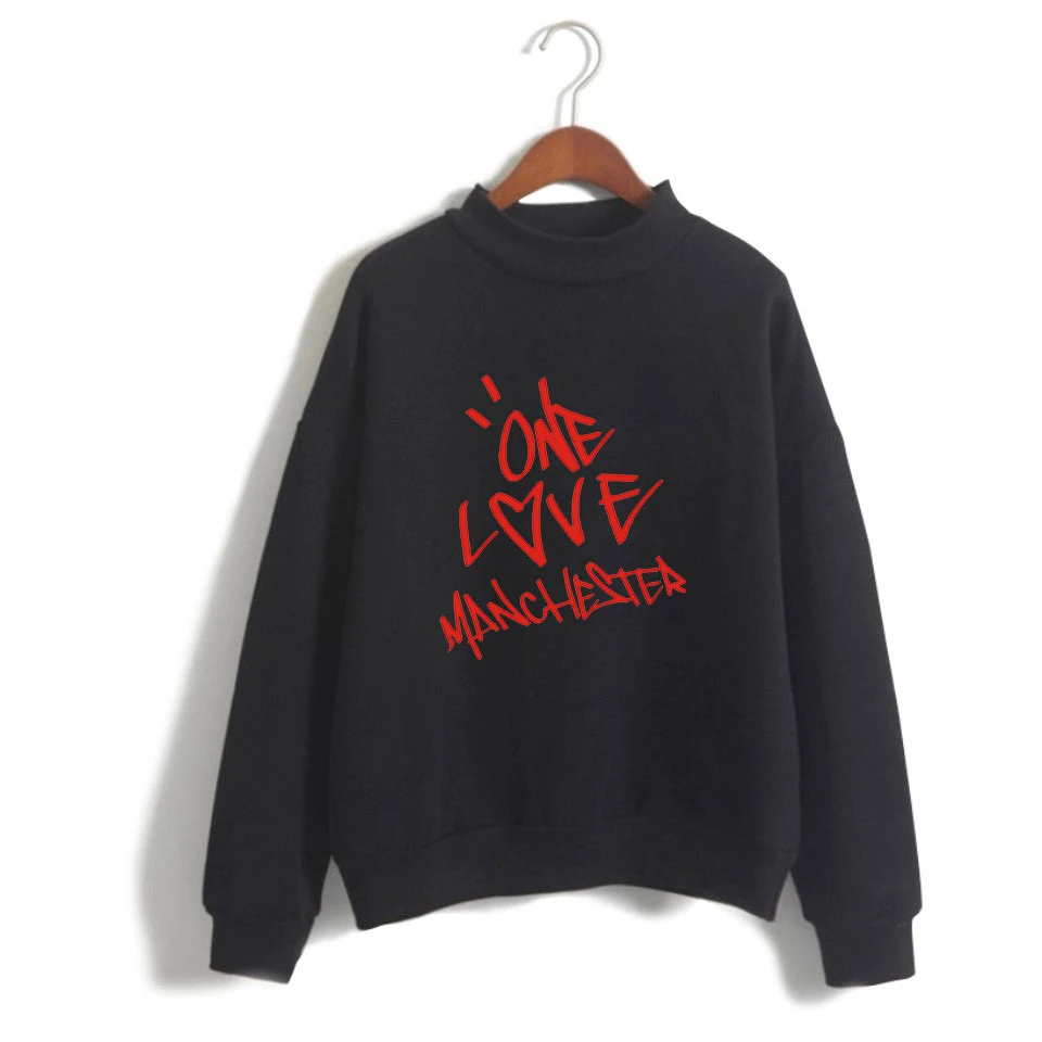 One Love Manchester Fashion High Collar Hoodies Men Women Hip Hop Casual Capless Sweatshirt Long Sleeve Hooded Pullover Clothes