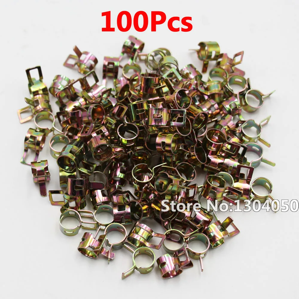 100pcs 9mm Motorcycle Spring Clip Tube Clamp Fastener for Air Fuel Gas Hose Line Water Pipe NEW