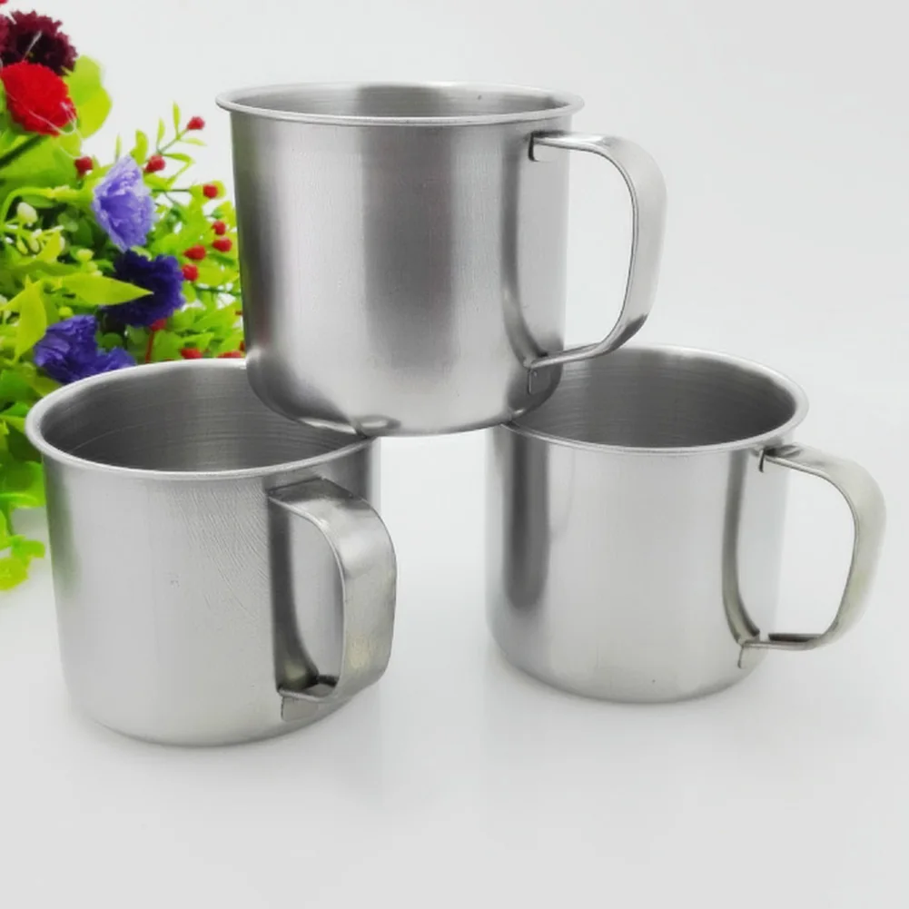 1Pc Durable Outdoor Camping Hiking Tea Mug Cup Stainless Steel Coffee Cup without Lid Kindergarten water cup children's cup