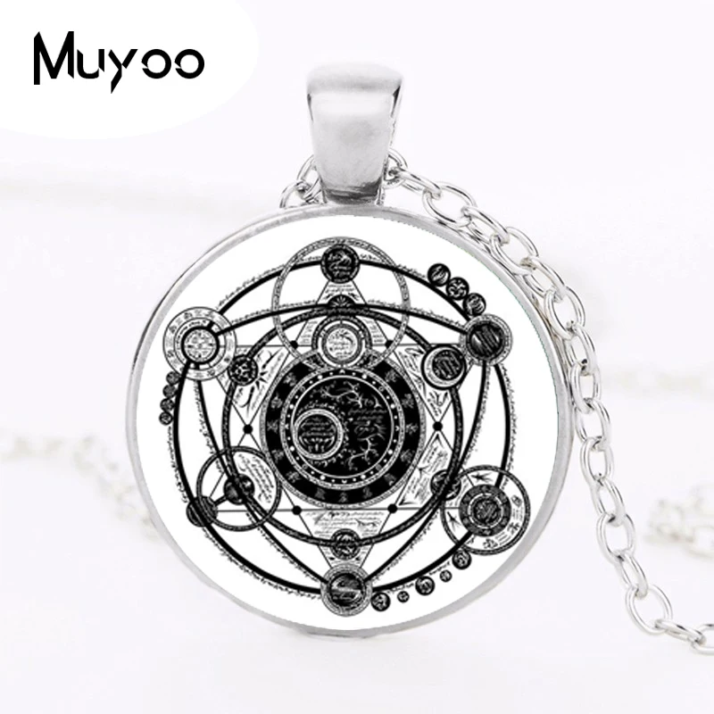 

2017 Sigil Magic Witchcraft Pendant Choker Statement Round Necklace For Women Dress Accessories Glass Cabochon Jewelry 001 HZ1