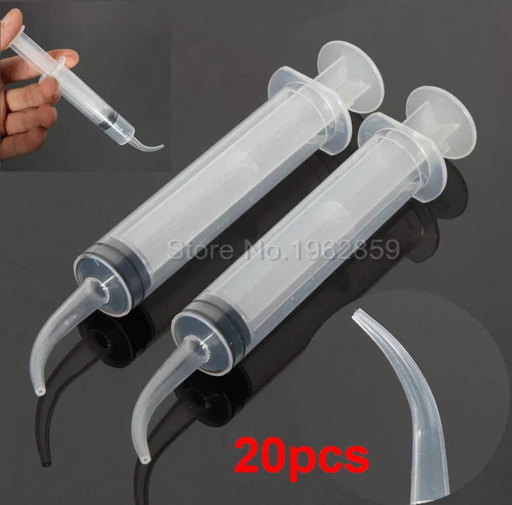 

20 pcs Disposable Dental Irrigation Syringe With Curved Tip 12CC for Dentist Use Impression Materials