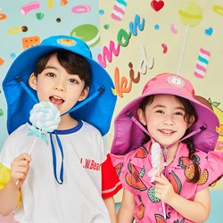 Lemonkid Wide Brim Children Sun Hat Kids Bucket Cap Summer Beach Girls Travel Outdoor Fashion Cute Dinosaur Boy Casual Sun Hats