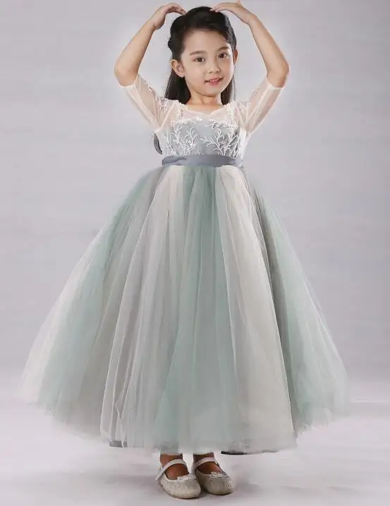 Girls Ball Gown Costumes Dresses Kids Princess Dresses Girls white first holy lace communion Dance dress Vestidos Primera